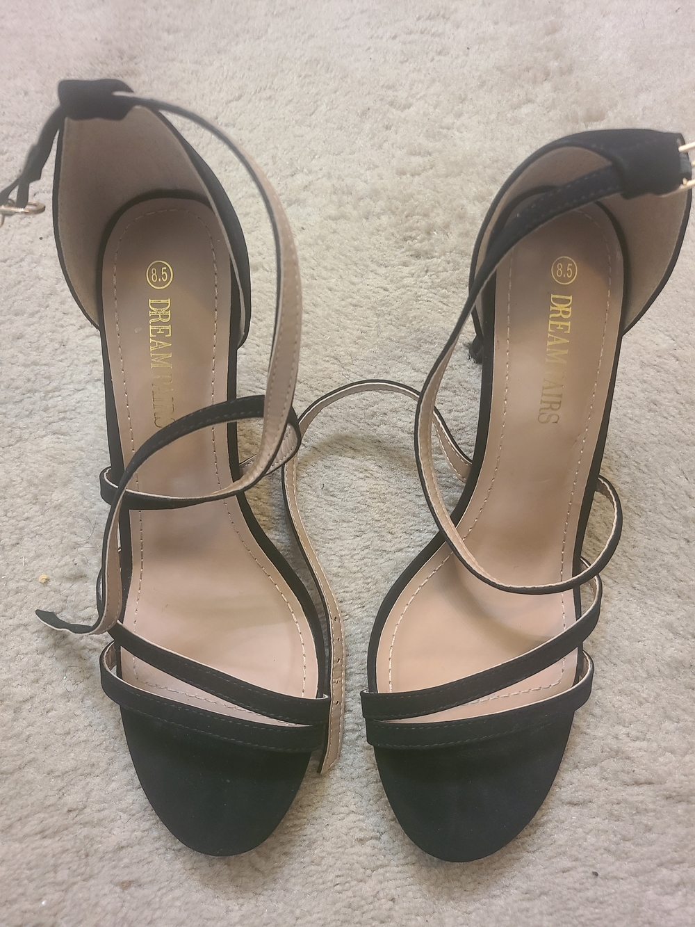 Dream Pairs Black Strappy Ankle-Tie Open-Toe Heels